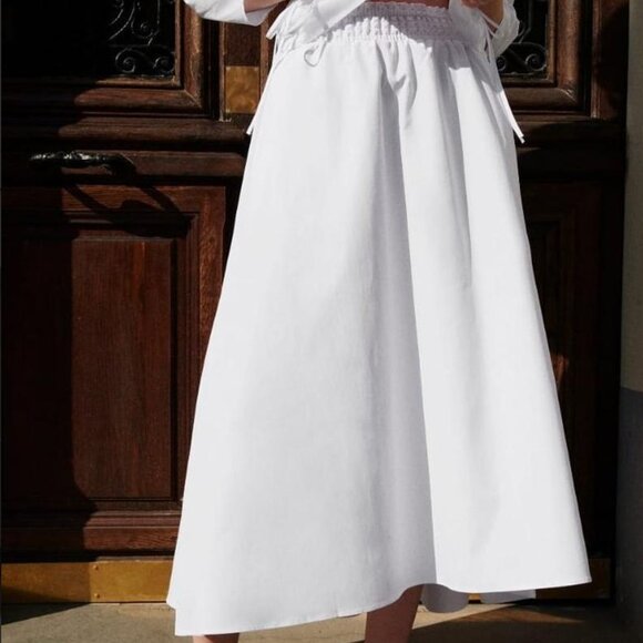 Zara white Poplin high waisted Midi Skirt Size L NEW WITH TAG! - Picture 8 of 11